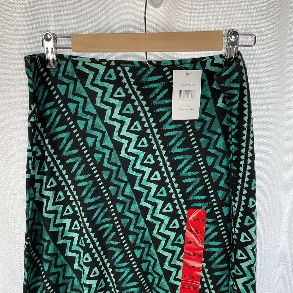 Maxi Skirt Stretch Women Size Medium Green black - Picture 5 of 5